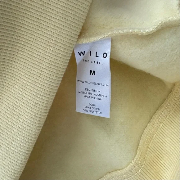 Wilo the Label Wellness Club Crew Sweatshirt - Size Medium Butter Yellow NEW! - Picture 2 of 4